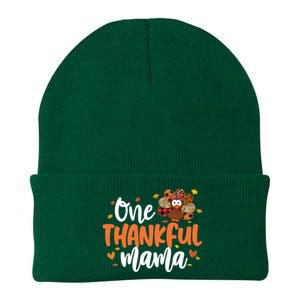 One Thankful Mama Turkey Leopard Thanksgiving Family Meaningful Gift Knit Cap Winter Beanie