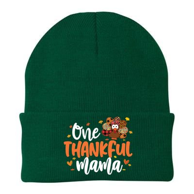 One Thankful Mama Turkey Leopard Thanksgiving Family Meaningful Gift Knit Cap Winter Beanie