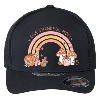 One Thankful Mom Thanksgiving Family Matching Rainbow Cute Gift Flexfit Unipanel Trucker Cap