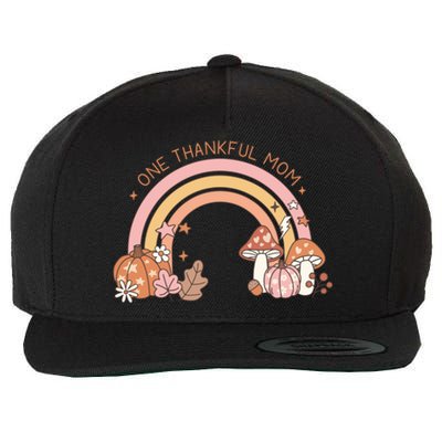 One Thankful Mom Thanksgiving Family Matching Rainbow Cute Gift Wool Snapback Cap