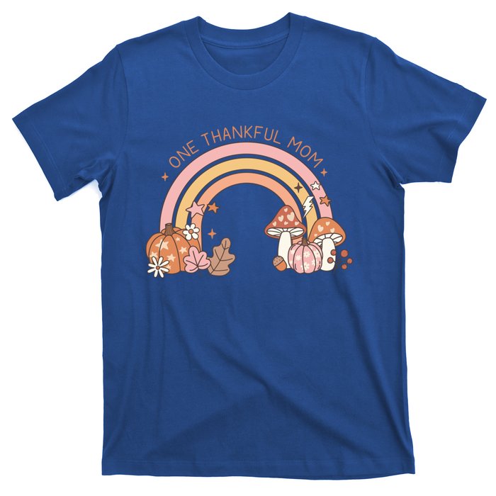 One Thankful Mom Thanksgiving Family Matching Rainbow Cute Gift T-Shirt