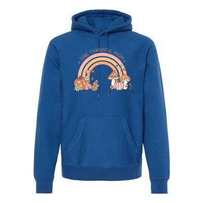 One Thankful Mom Thanksgiving Family Matching Rainbow Cute Gift Premium Hoodie