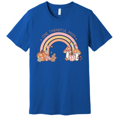 One Thankful Mom Thanksgiving Family Matching Rainbow Cute Gift Premium T-Shirt