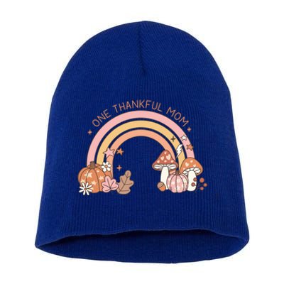 One Thankful Mom Thanksgiving Family Matching Rainbow Cute Gift Short Acrylic Beanie