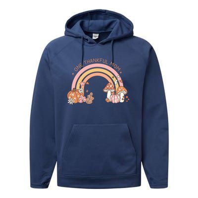 One Thankful Mom Thanksgiving Family Matching Rainbow Cute Gift Performance Fleece Hoodie