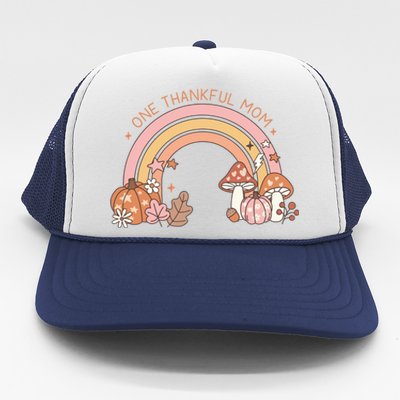 One Thankful Mom Thanksgiving Family Matching Rainbow Cute Gift Trucker Hat