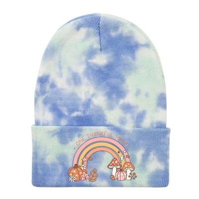 One Thankful Mom Thanksgiving Family Matching Rainbow Cute Gift Tie Dye 12in Knit Beanie