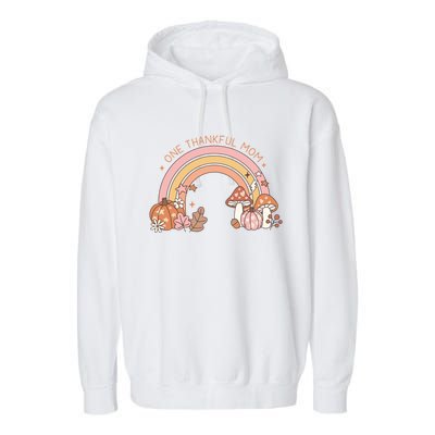 One Thankful Mom Thanksgiving Family Matching Rainbow Cute Gift Garment-Dyed Fleece Hoodie