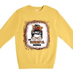 One Thankful Momma Fall Costume Leaves Autumn Thanksgiving Meaningful Gift Premium Crewneck Sweatshirt