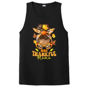 One Thankful Mama Leopard Messy Bun Autumn Thanksgiving Day PosiCharge Competitor Tank