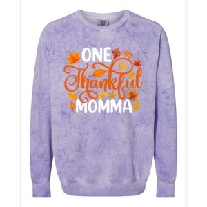 One Thankful Momma Funny Fall Autumn Thanksgiving Great Gift Colorblast Crewneck Sweatshirt