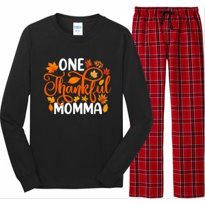 One Thankful Momma Funny Fall Autumn Thanksgiving Great Gift Long Sleeve Pajama Set