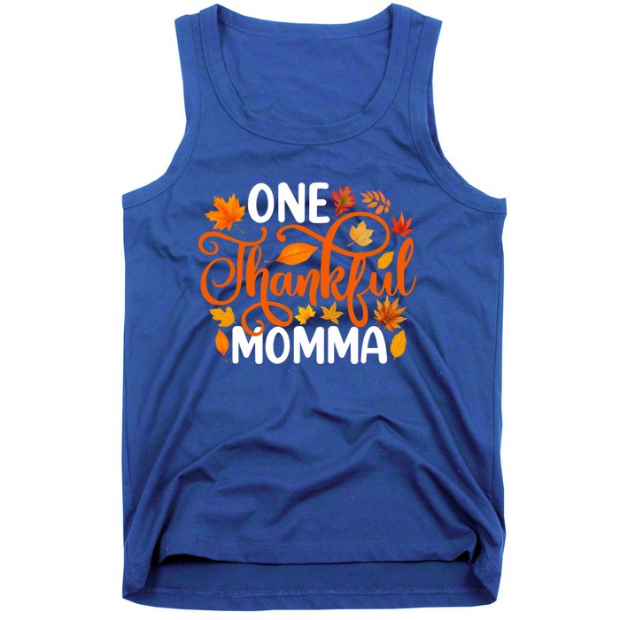 One Thankful Momma Funny Fall Autumn Thanksgiving Great Gift Tank Top