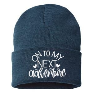 On To My Next Funny Adventure Summer Funny Sustainable Knit Beanie