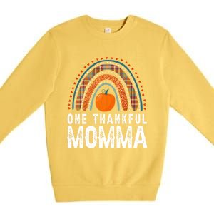 One Thankful Momma Gift Funny Fall Autumn Thanksgiving Cute Gift Premium Crewneck Sweatshirt