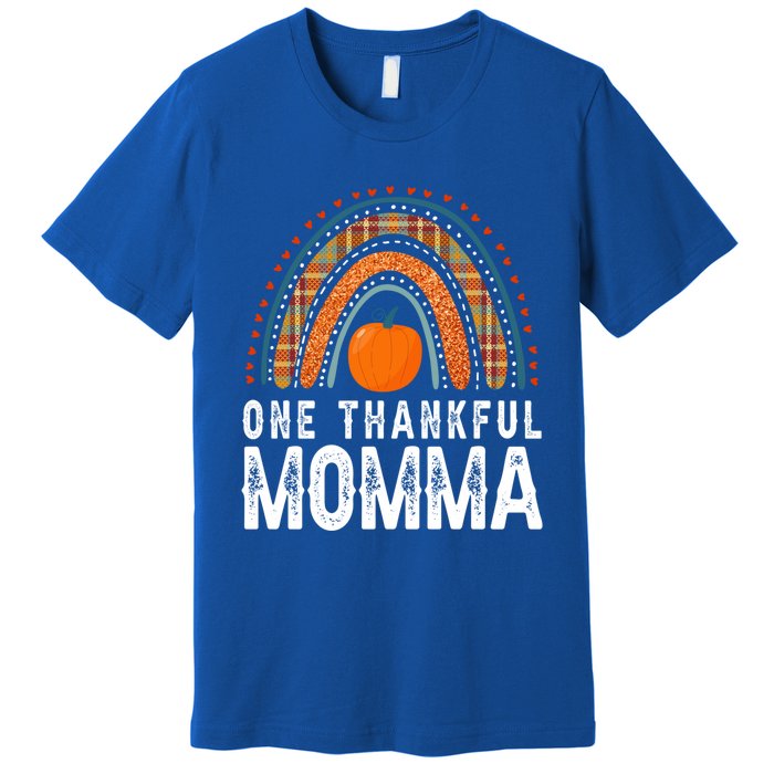 One Thankful Momma Gift Funny Fall Autumn Thanksgiving Cute Gift Premium T-Shirt