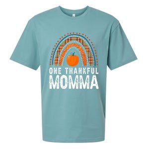 One Thankful Momma Gift Funny Fall Autumn Thanksgiving Cute Gift Sueded Cloud Jersey T-Shirt