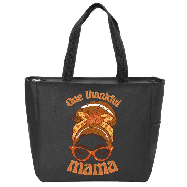 One Thankful Mama Autumn Festive Hair Bun Zip Tote Bag