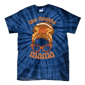 One Thankful Mama Autumn Festive Hair Bun Tie-Dye T-Shirt