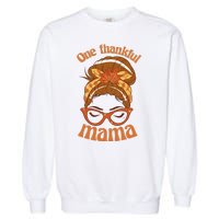 One Thankful Mama Autumn Festive Hair Bun Garment-Dyed Sweatshirt