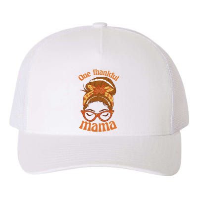 One Thankful Mama Autumn Festive Hair Bun Yupoong Adult 5-Panel Trucker Hat