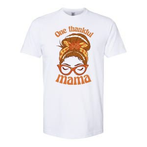 One Thankful Mama Autumn Festive Hair Bun Softstyle CVC T-Shirt