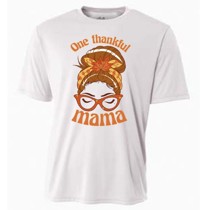 One Thankful Mama Autumn Festive Hair Bun Cooling Performance Crew T-Shirt