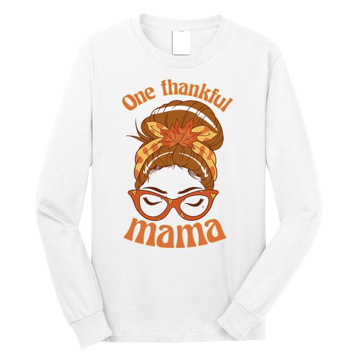 One Thankful Mama Autumn Festive Hair Bun Long Sleeve Shirt