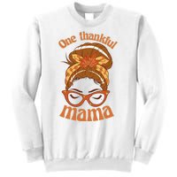 One Thankful Mama Autumn Festive Hair Bun Sweatshirt