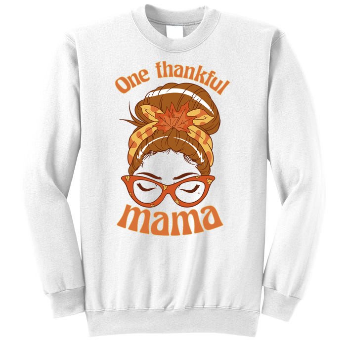 One Thankful Mama Autumn Festive Hair Bun Sweatshirt