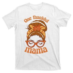 One Thankful Mama Autumn Festive Hair Bun T-Shirt