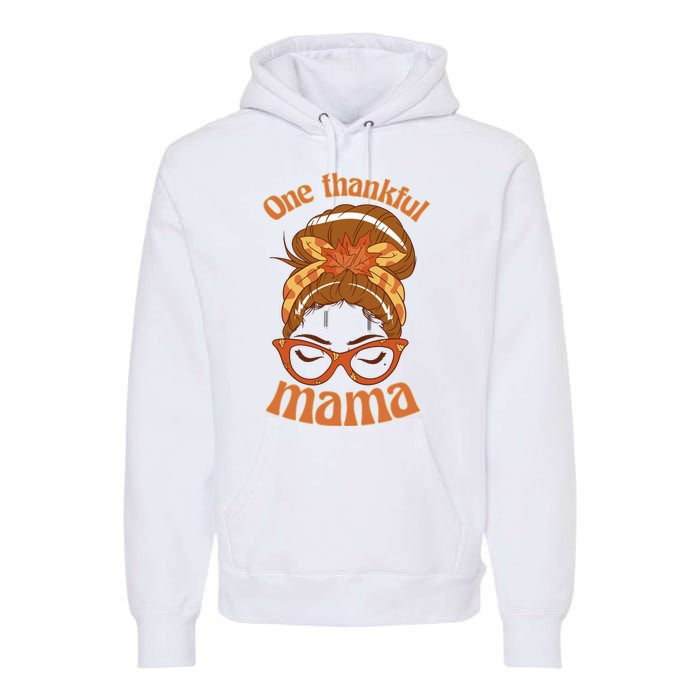 One Thankful Mama Autumn Festive Hair Bun Premium Hoodie