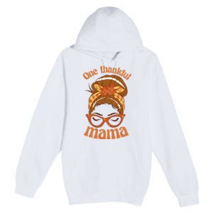 One Thankful Mama Autumn Festive Hair Bun Premium Pullover Hoodie