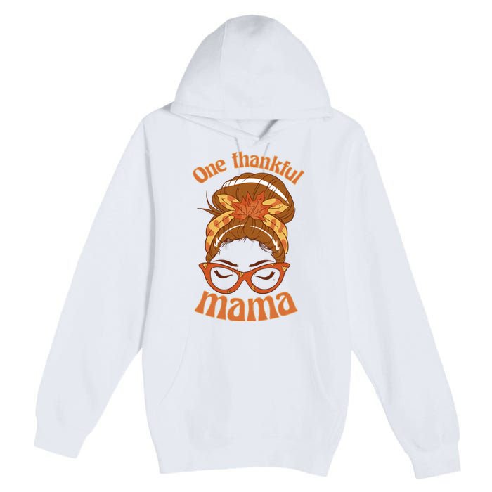 One Thankful Mama Autumn Festive Hair Bun Premium Pullover Hoodie