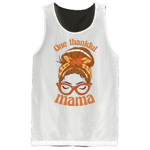 One Thankful Mama Autumn Festive Hair Bun Mesh Reversible Basketball Jersey Tank