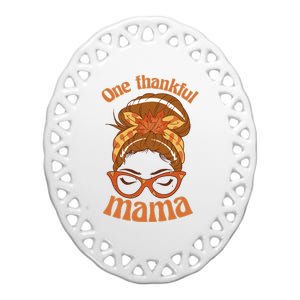 One Thankful Mama Autumn Festive Hair Bun Ceramic Oval Ornament