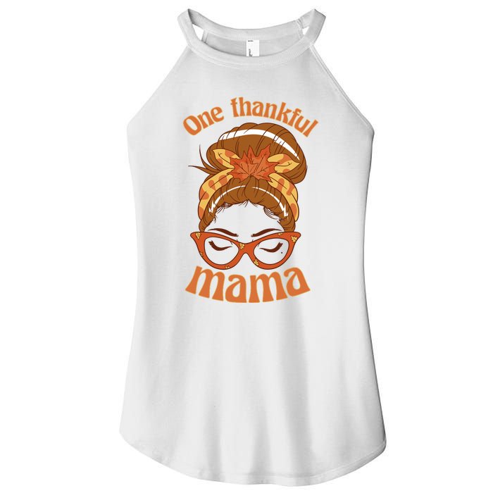 One Thankful Mama Autumn Festive Hair Bun Women’s Perfect Tri Rocker Tank