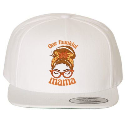 One Thankful Mama Autumn Festive Hair Bun Wool Snapback Cap