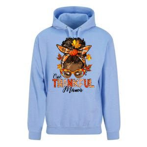 One Thankful Mama Black Messy Bun Fall Autumn Thanksgiving  Unisex Surf Hoodie