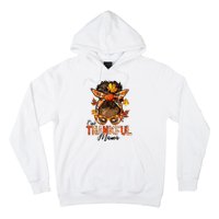 One Thankful Mama Black Messy Bun Fall Autumn Thanksgiving  Hoodie