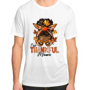 One Thankful Mama Black Messy Bun Fall Autumn Thanksgiving  Adult ChromaSoft Performance T-Shirt