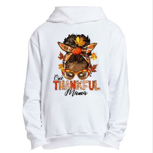 One Thankful Mama Black Messy Bun Fall Autumn Thanksgiving  Urban Pullover Hoodie