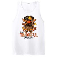 One Thankful Mama Black Messy Bun Fall Autumn Thanksgiving  PosiCharge Competitor Tank