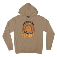 One Thankful Music Teacher Thanksgiving Rainbow Leopard Fall Hoodie