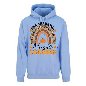 One Thankful Music Teacher Thanksgiving Rainbow Leopard Fall Unisex Surf Hoodie