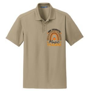 One Thankful Music Teacher Thanksgiving Rainbow Leopard Fall Dry Zone Grid Polo