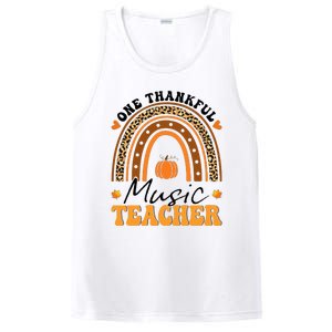 One Thankful Music Teacher Thanksgiving Rainbow Leopard Fall PosiCharge Competitor Tank