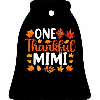 One Thankful Mimi Funny Fall Autumn Thanksgiving Ceramic Bell Ornament