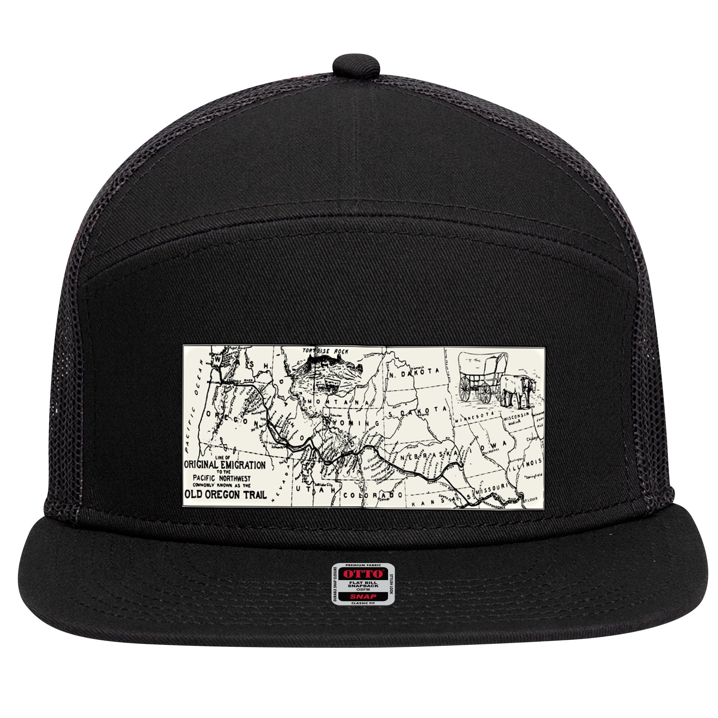 Oregon Trail Map Gift Ox Team Usa Cartography Geography History Meaningful Gift 7 Panel Mesh Trucker Snapback Hat