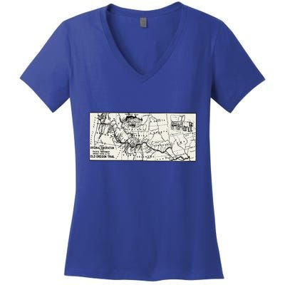 Oregon Trail Map Gift Ox Team Usa Cartography Geography History Meaningful Gift Women's V-Neck T-Shirt